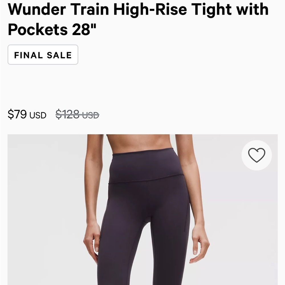 Lululemon Size 6 Wunder Train with Pockets - Picture 5 of 5